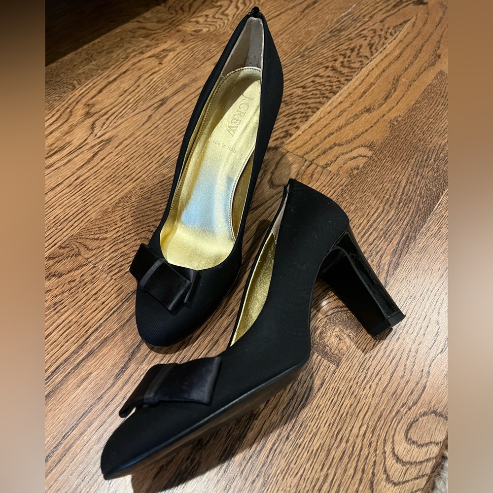 J. Crew Black Heels with Bow